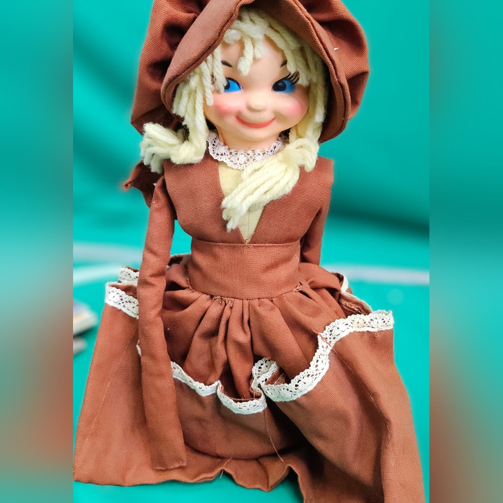 Vtg Handmade Detergent Dish Soap Bottle Doll With Pockets Doorstop Cottagecore